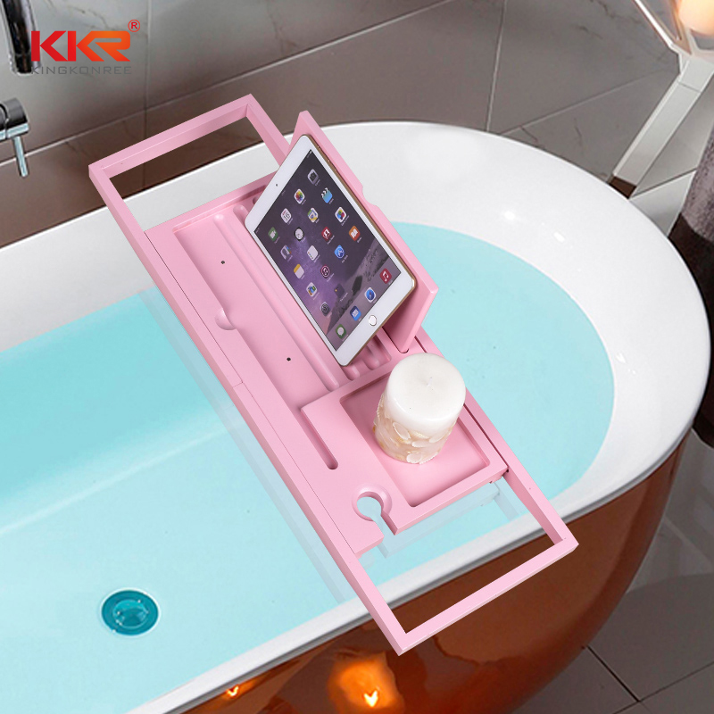 Pink Colour Bathtub Frame Retractable Bathroom Rack