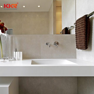 Marble Solid Surface Bathroom Countertop Integrated Stone Sink And Countertop
