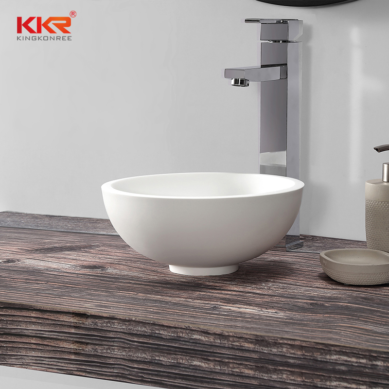 Round Small Size white Solid Surface Wash Basin for Bathroom