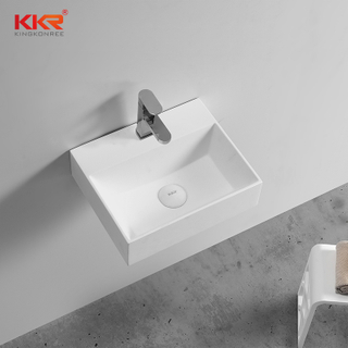 Thin Solid Surface Modern Stone Washbasin For Wall Hung