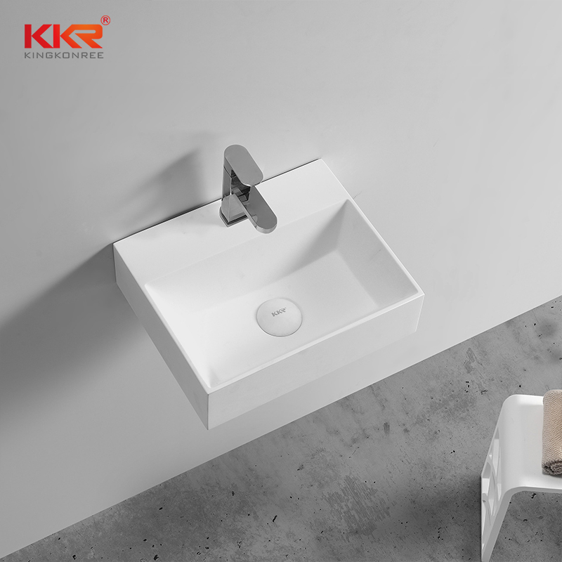 Thin Solid Surface Modern Stone Washbasin For Wall Hung