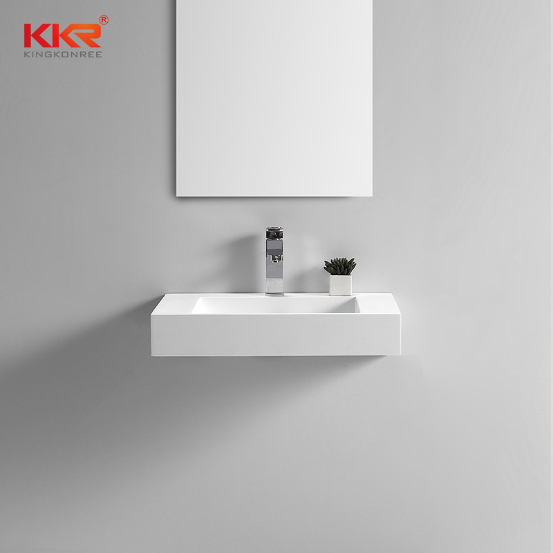 Solid Surface Square Bathroom Basin Wall Hung Wash Basin