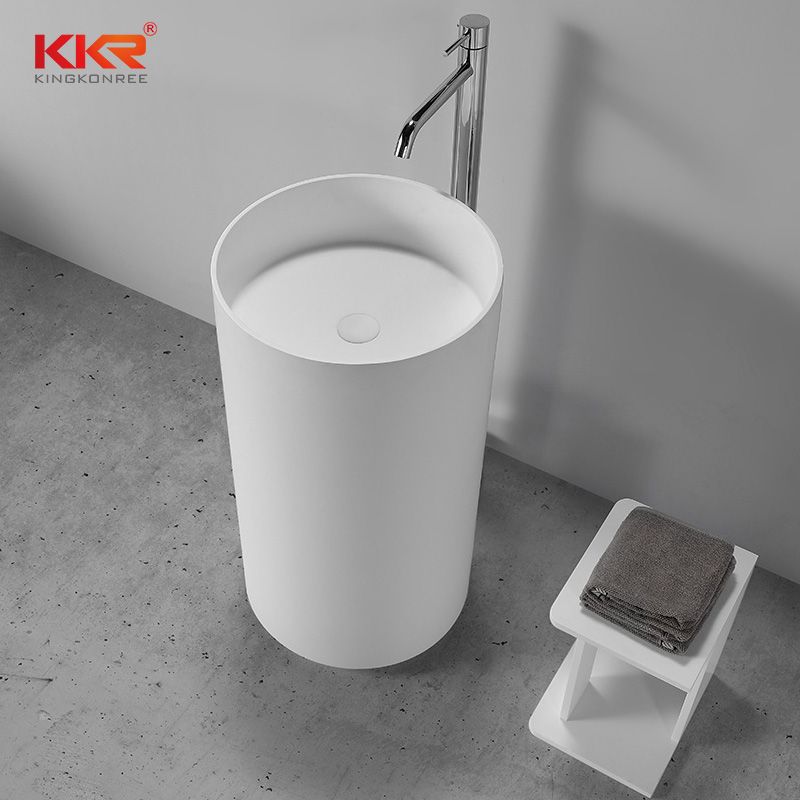 Modern Design Customized Freestanding Artificial Stone Acrylic Solid Surface Pedestal Wash Sink KKR-1598