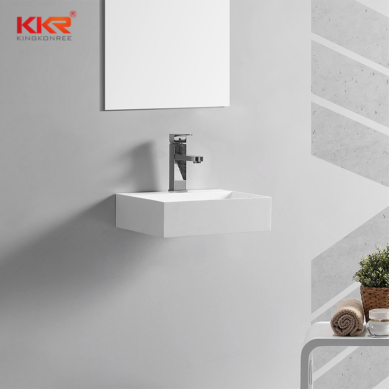 Thin Solid Surface Modern Stone Washbasin For Wall Hung