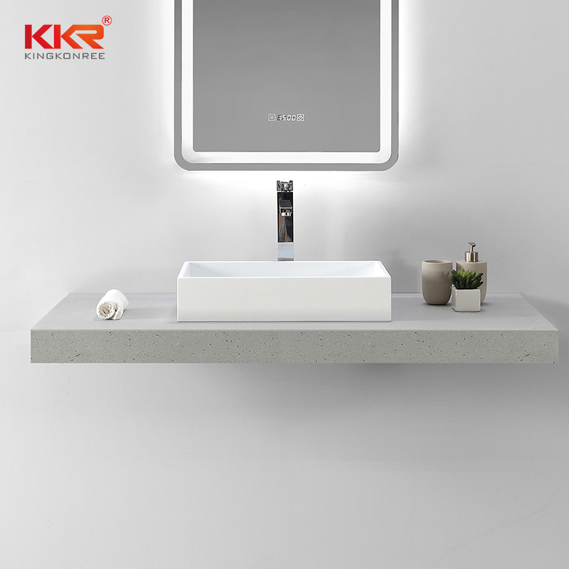 White Rectangle Acrylic Solid Surface Above Counter Basin