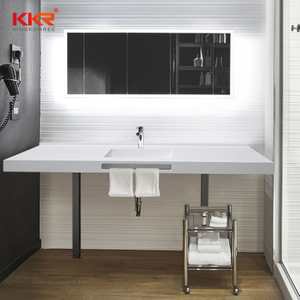 French style solid surface bathroom vanity sets with lighted mirror