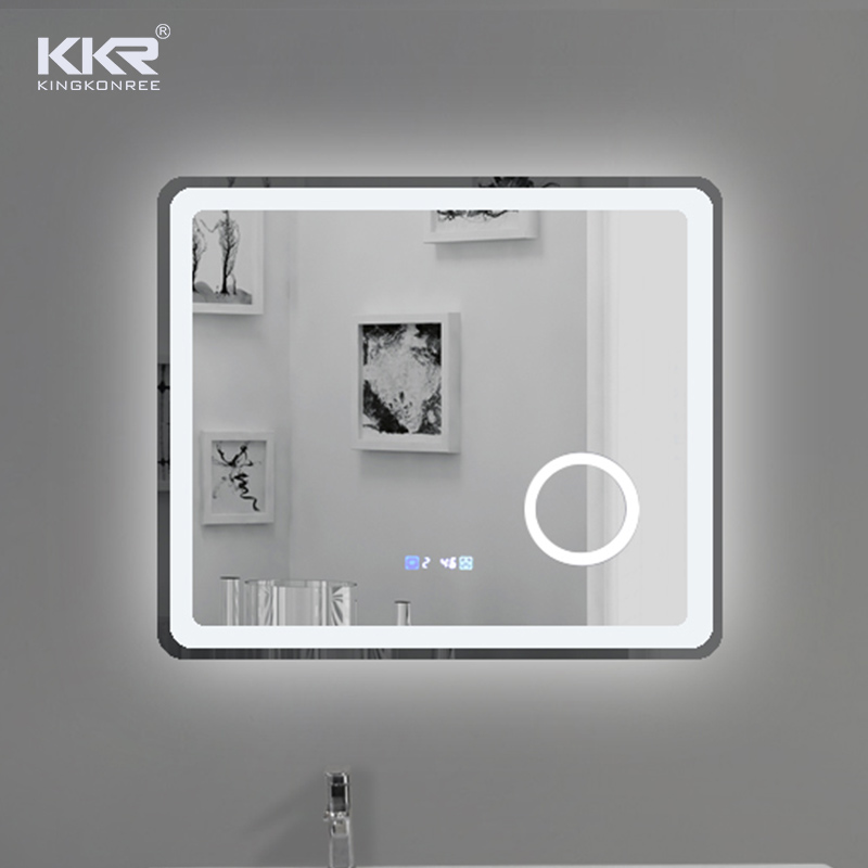 Factory direct solid surface white bathroom vanities with lighted mirror 