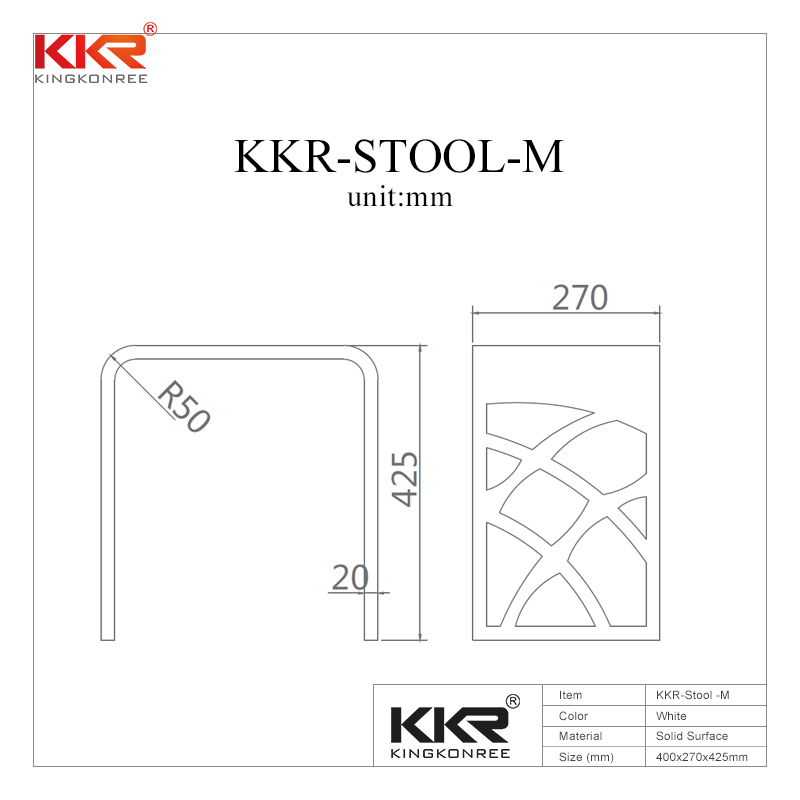 Newly Design White Marble Acrylic Solid Surface Bathroom Stone Stool KKR-Stool - M